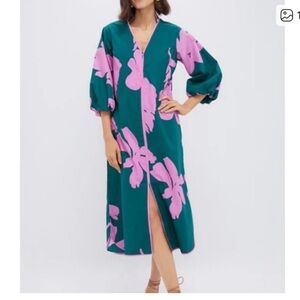 Never worn Hyacinth House Teal and Pink Floral Caftan